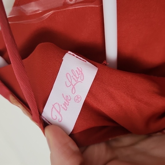 Pink Lily Open Back Orange Floral Mini Dress. Sz Small - Picture 8 of 9